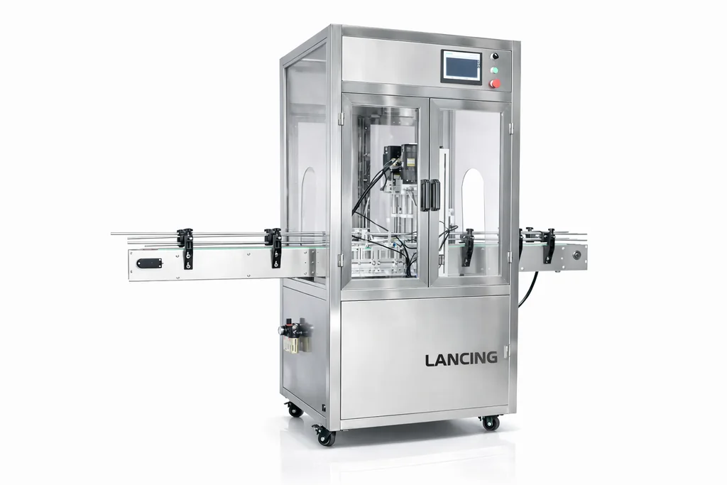 Guarded automatic bottle capping machine