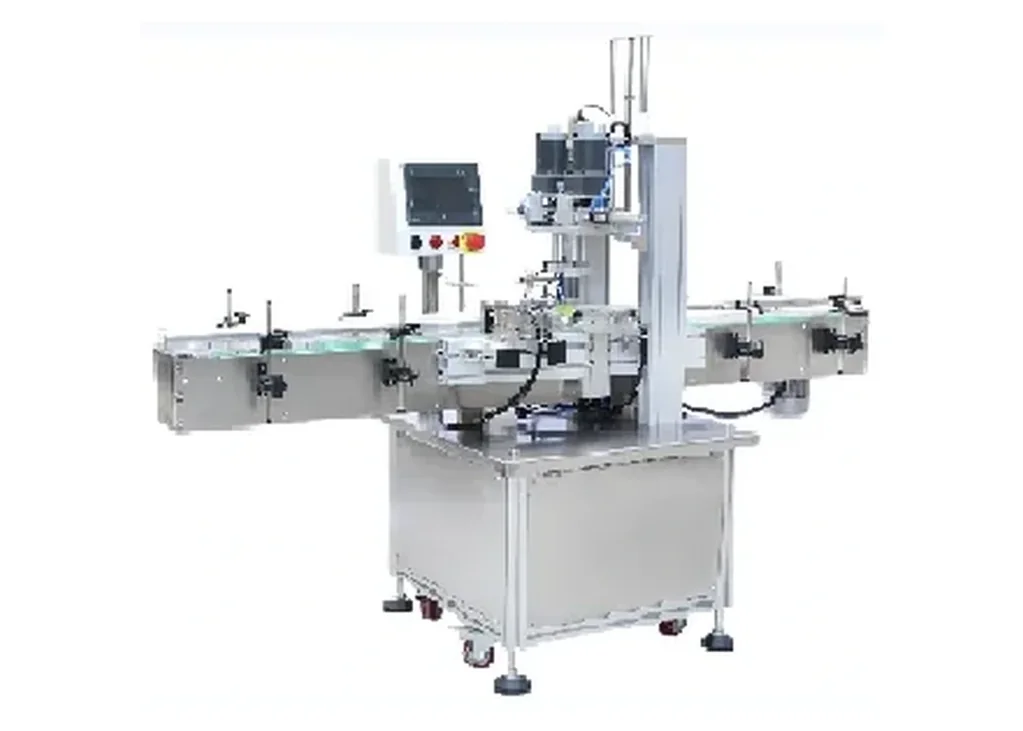 Compact inline screw capping machine
